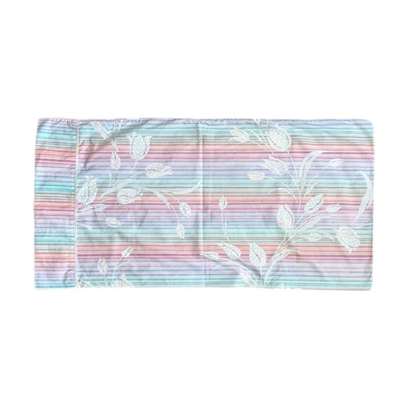 Gloria Vanderbilt King Size Pillowcase Vintage 90s Rainbow Striped Stencil Tulip - Picture 1 of 4
